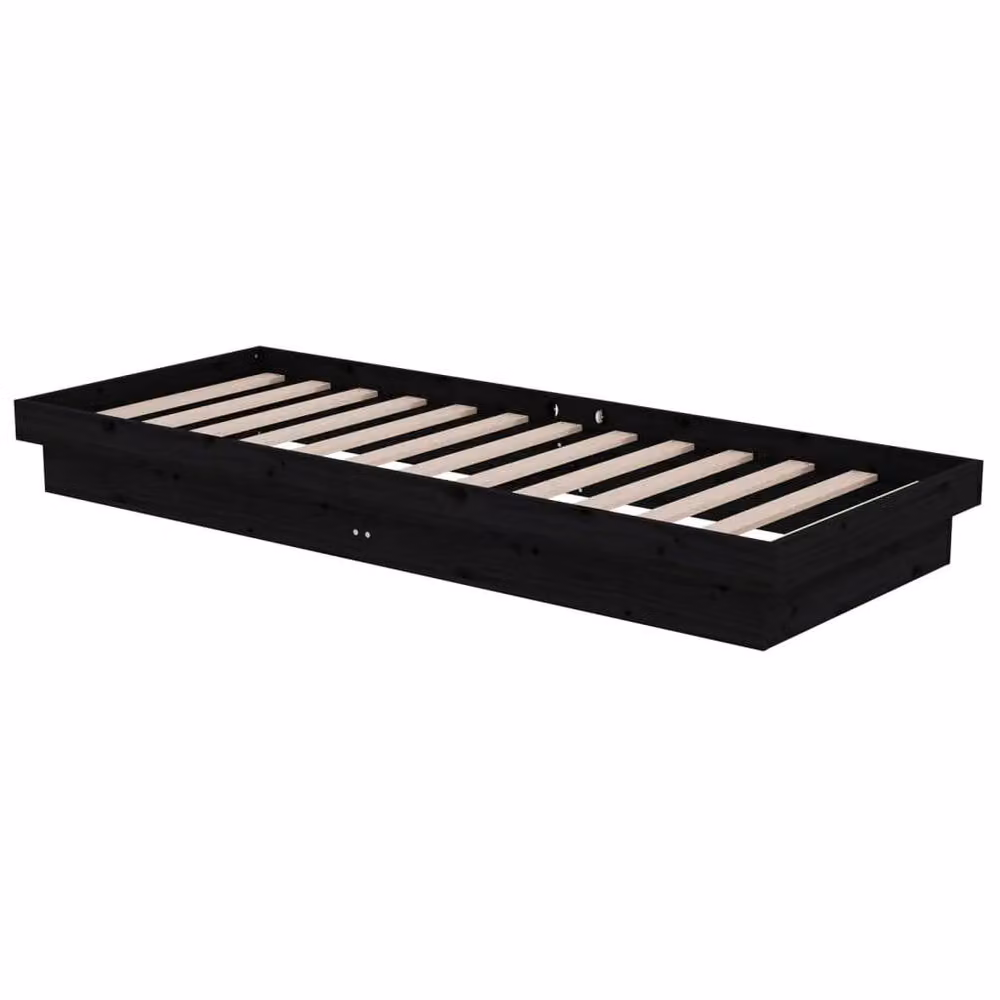 Berkfield Home Small Single Solid Wood Bed Frame in Black, W/D/H: 75 x 190 cm – 3