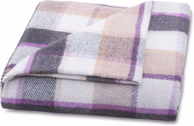Matris Home Scotch Checked Cotton Throw Blanket in Purple and Grey