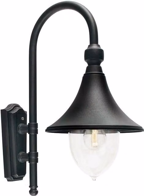 Netlighting Firenze Black Outdoor Dome Wall Lantern with Transparent Glass and E27 Socket, IP54 Rated