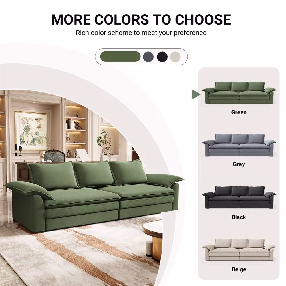 Dprodo Green Chenille Sofa Sleeper with Deep Seats and Solid Wood Frame – 7
