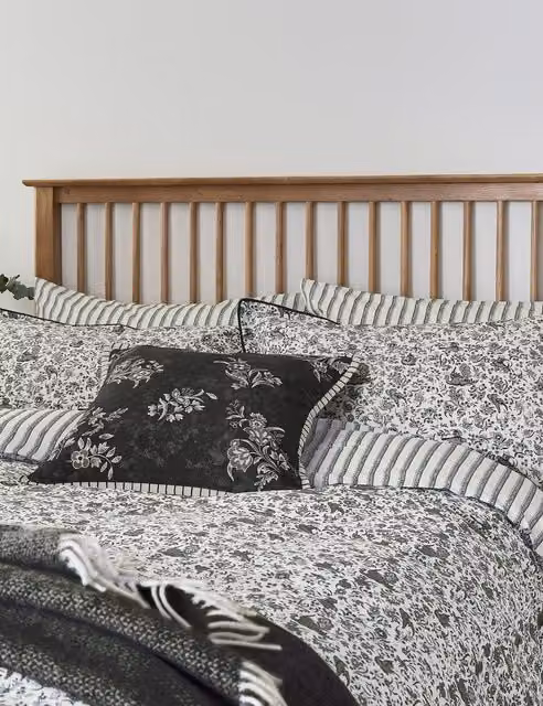 Burleigh x Bedeck of Belfast Regal Peacock Pure Cotton Percale Bedding Set, Charcoal Mix, W: 180 cm, L: 200 cm