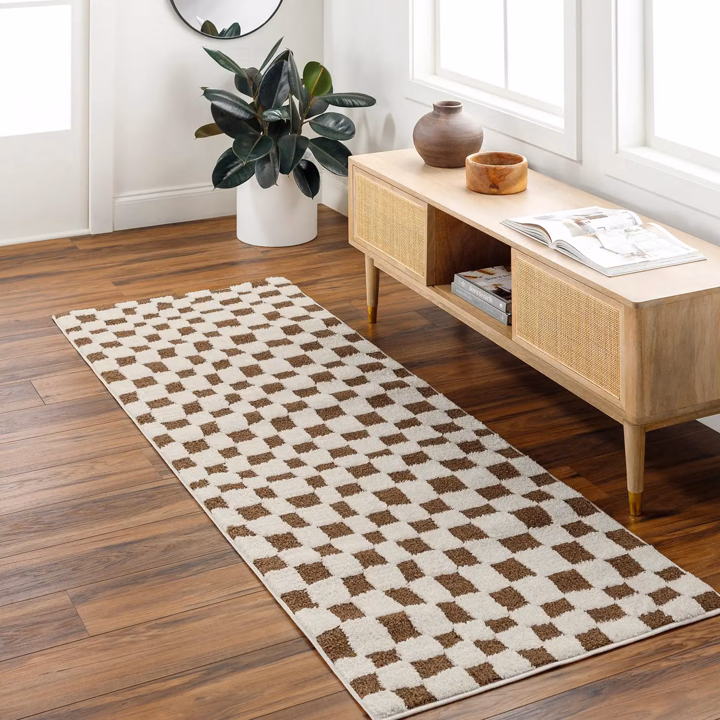Livabliss Freud Modern Checkerboard High Pile Living and Dining Room Rug in Black and Brown, W: 140 cm, L: 200 cm – 7