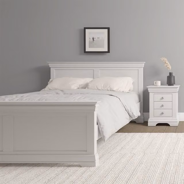 Seconique Bordeaux Double High Foot End Bed in Ivory, W/D/H: 140 x 200 cm
