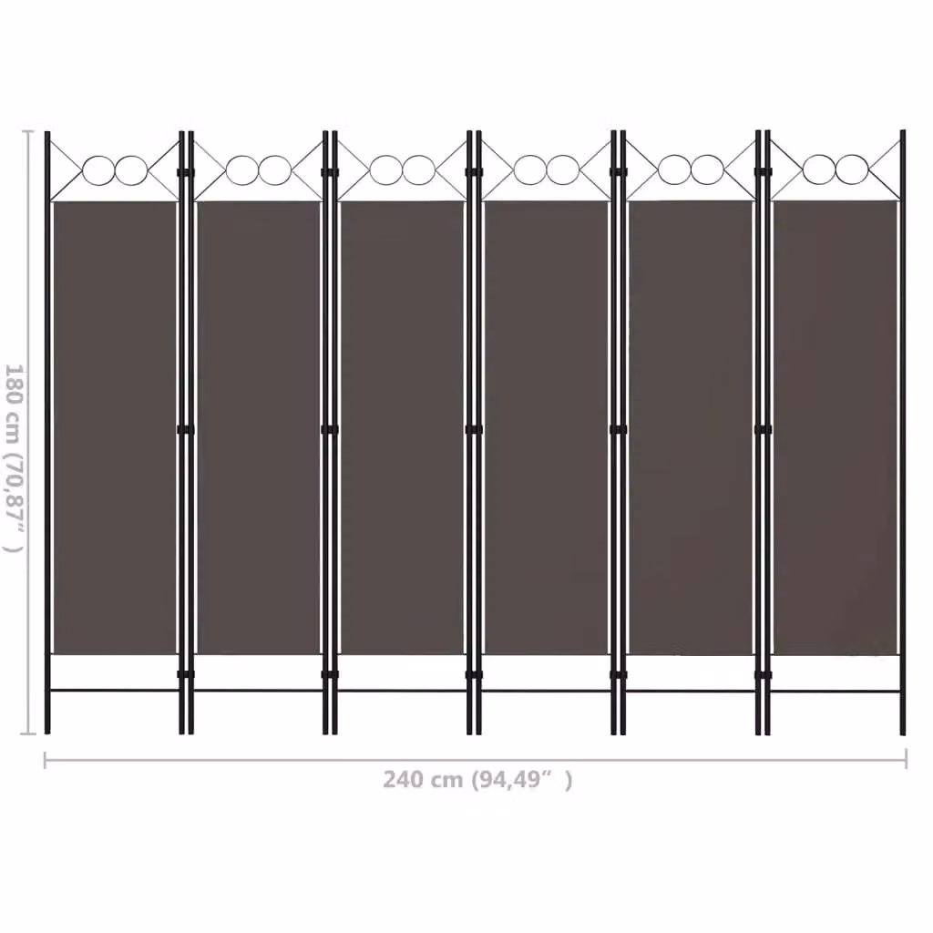 Berkfield Home 6-Panel Room Divider in Anthracite and Black, W: 240 cm, H: 180 cm – 3