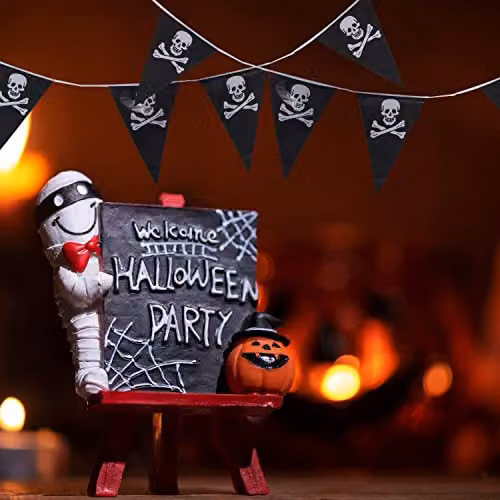 Shatchi Pirate Skull and Crossbones Plastic Bunting Garland for Halloween and Maritime Parties, W/H: 30.48 x 100 cm – 6