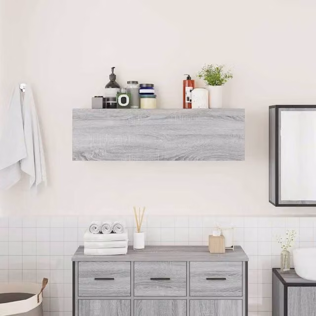 Berkfield Home Decorative Bathroom Wall Cabinet in Grey Sonoma, W: 100 cm, D: 25 cm, H: 30 cm – 1