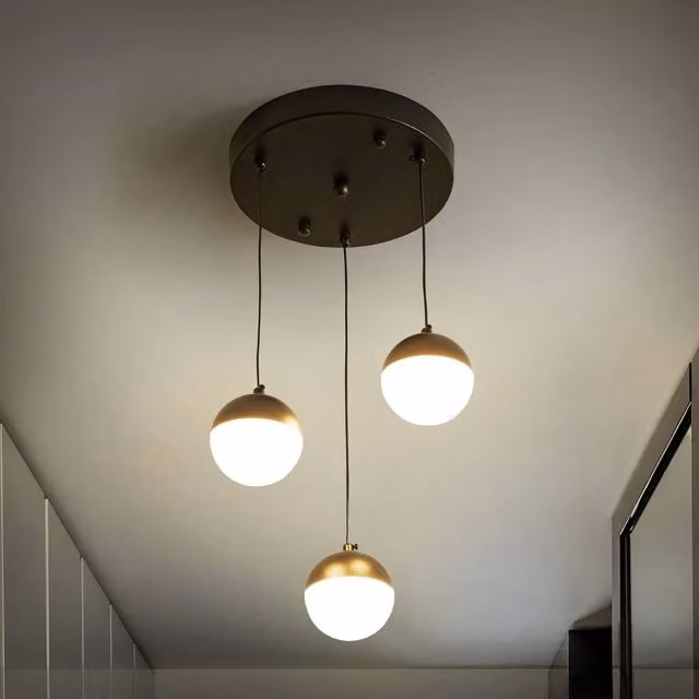Wyld and Coco Black Modern Pendant Lamp with 3 Integrated LED Round Shades and Adjustable Height – 1