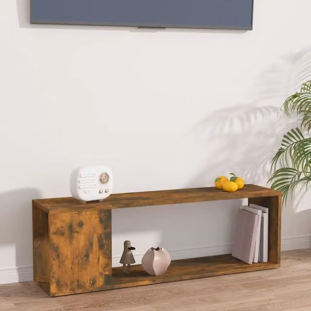 Berkfield Home Smoked Oak TV Cabinet in Brown, W/D/H: 100 x 24 x 32 cm – 1