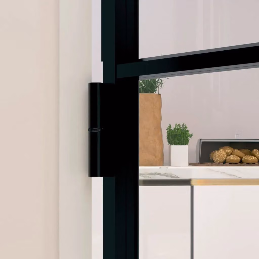 Berkfield Modern Interior Door in Black with Tempered Glass and Aluminium, W: 83 cm, H: 201.5 cm – 4