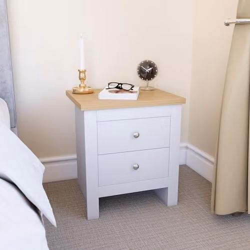 Vida Designs Arlington 2 Drawer Bedside Cabinet in White – 3