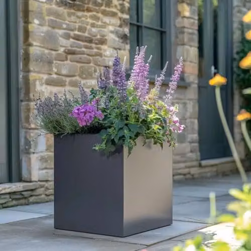 Tulipy Galvanised Steel Square Planter, Grey, W: 40 cm, D: 40 cm, H: 40 cm – 3