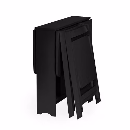 Julian Bowen Gatan Black Wood Drop Leaf Dining Table and 2 Chairs Set W/D/H: 70 x 80 x 100 cm – 4