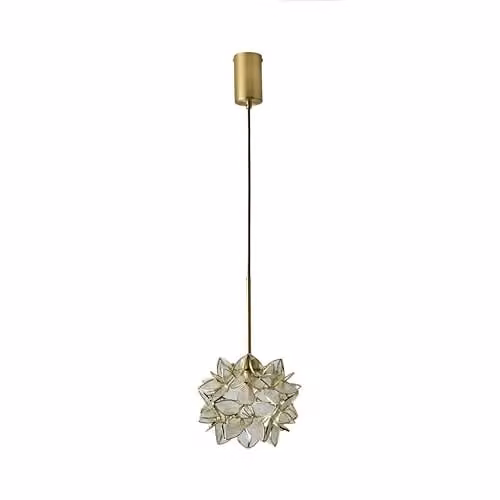 ValueLights Reine Clear Glass and Brushed Gold Flower Pendant Light with LED Bulb – 1