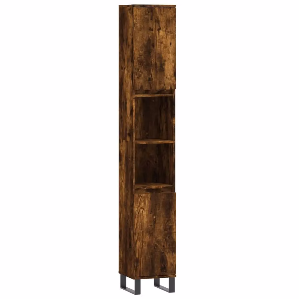 Berkfield Home Smoked Oak Bathroom Cabinet, Brown, W/D/H: 30 x 30 x 190 cm – 2