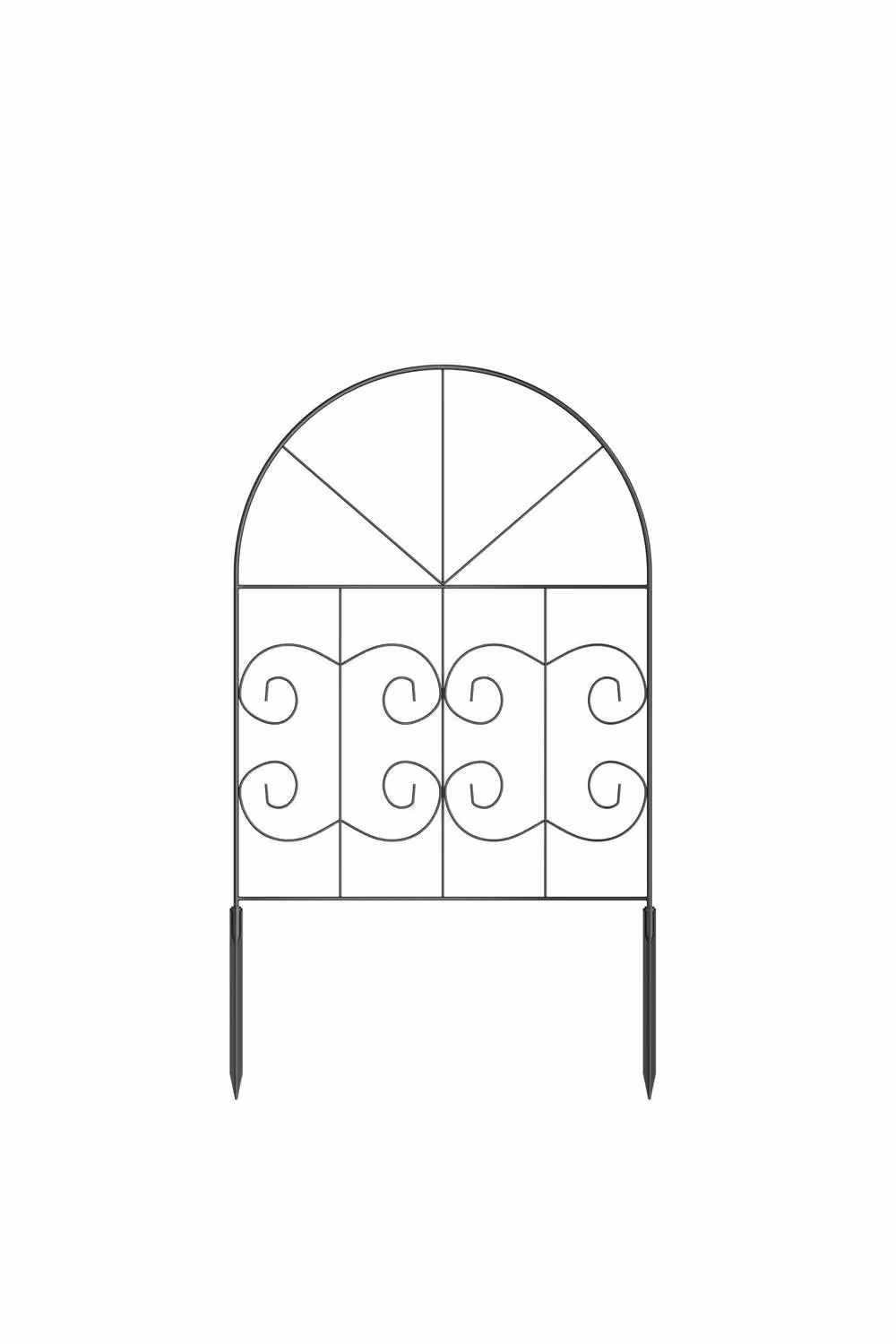 Garden Sanctuary 25-Panel Metal Arched Garden Edging Fence in Black, H 42 cm x W 32 cm – 2