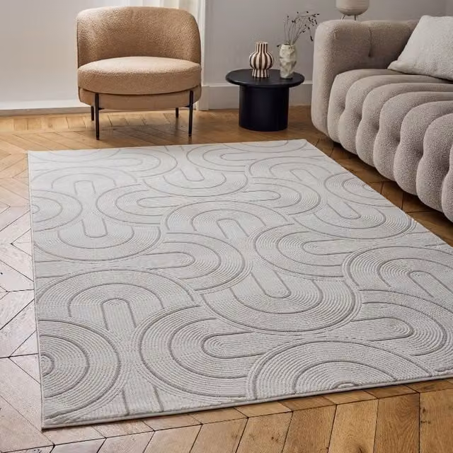 THE RUGS Carmel Modern Arch Design Soft Pile Area Rug, Beige, W: 120 cm x L: 170 cm – 1