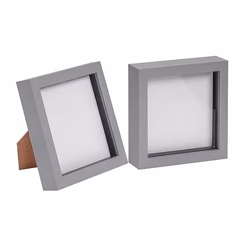 Nicola Spring 3D Shadow Box Photo Frames, Pack of 2, Grey, W/D/H: 15 x 15 x 3.5 cm