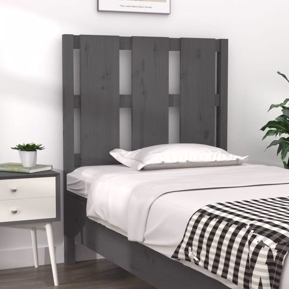 Berkfield Home Grey Rustic Solid Pine Wood Bed Headboard W: 80.5 cm, D: 4 cm, H: 100 cm – 2