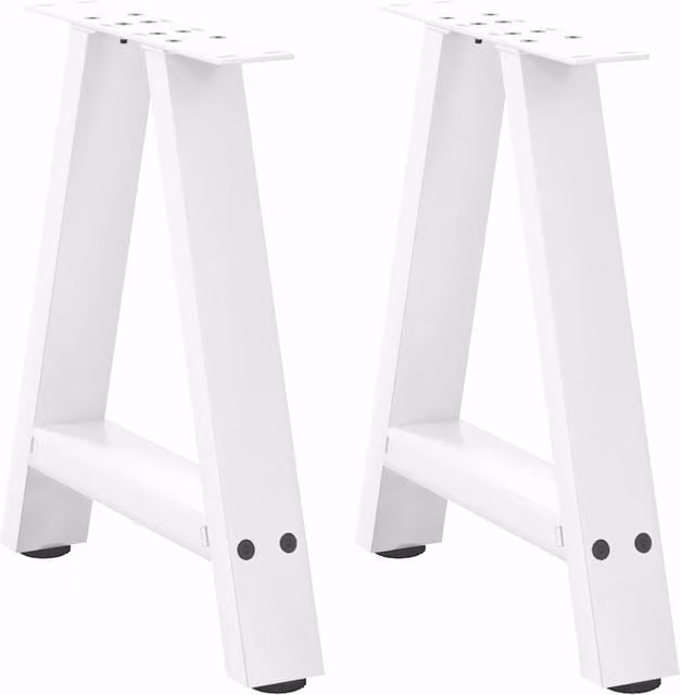 Berkfield Home A-Shaped Coffee Table Legs, 2 Pieces, White Steel, W/D/H: 38 x 42 x 43 cm