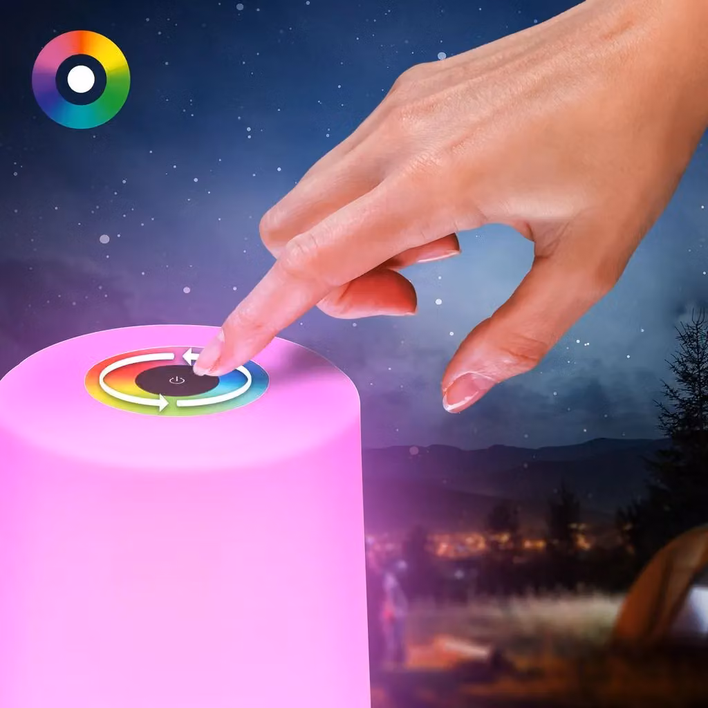 Briloner Anthracite RGBW Rechargeable LED Table Lamp with Touch Control, Dimmable IP44 Outdoor Nightlight, W/D/H: 9 x 9 x 13 cm – 4