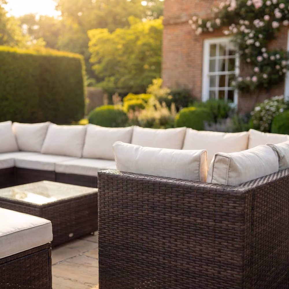 Artemis Home Oliena 12 Seat Modular Rattan Large U-Shape Garden Furniture Set in Brown – 3