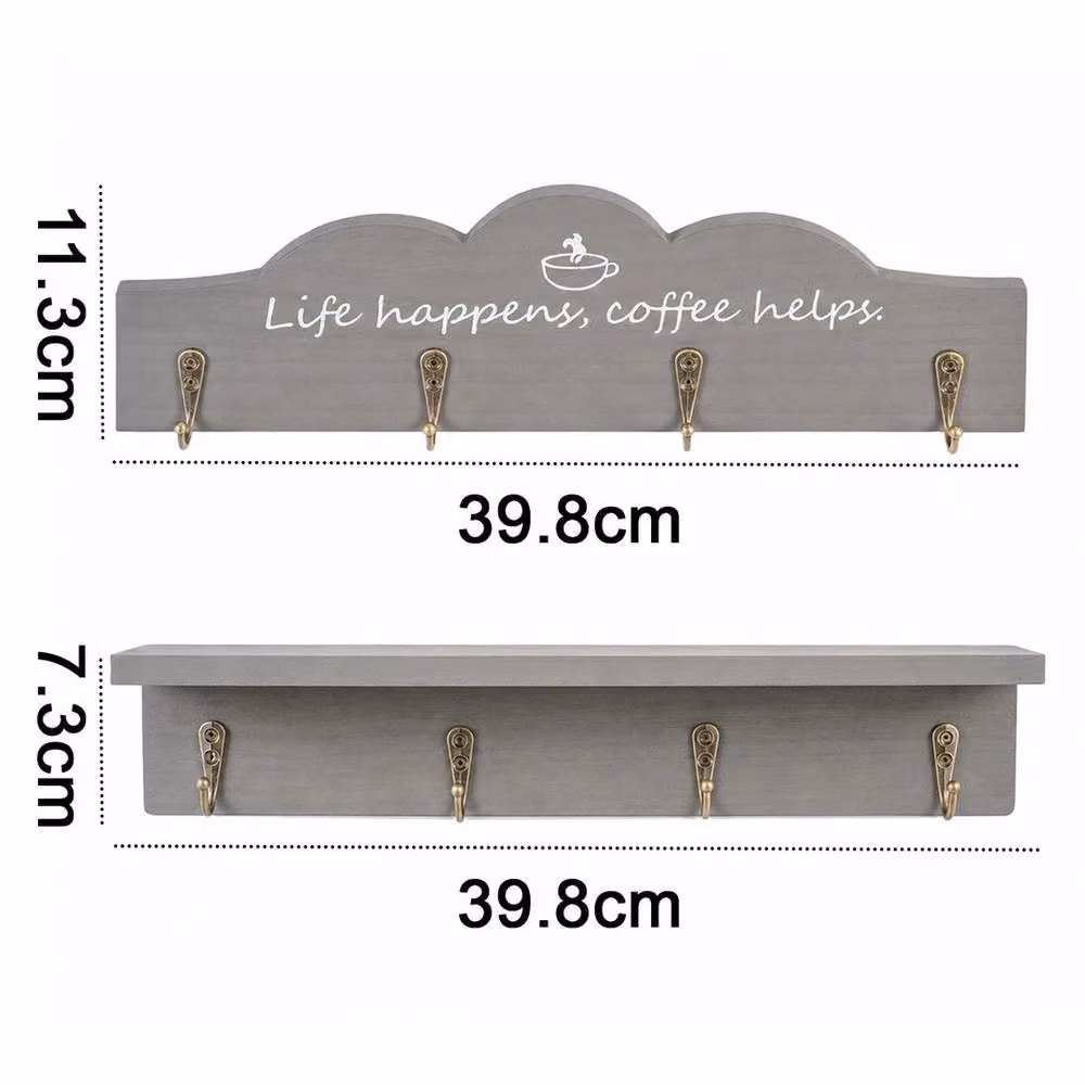 Kelvenix Grey Wall Mounted Coffee Mug Holder with 8 Hooks, 2 Pack – 2