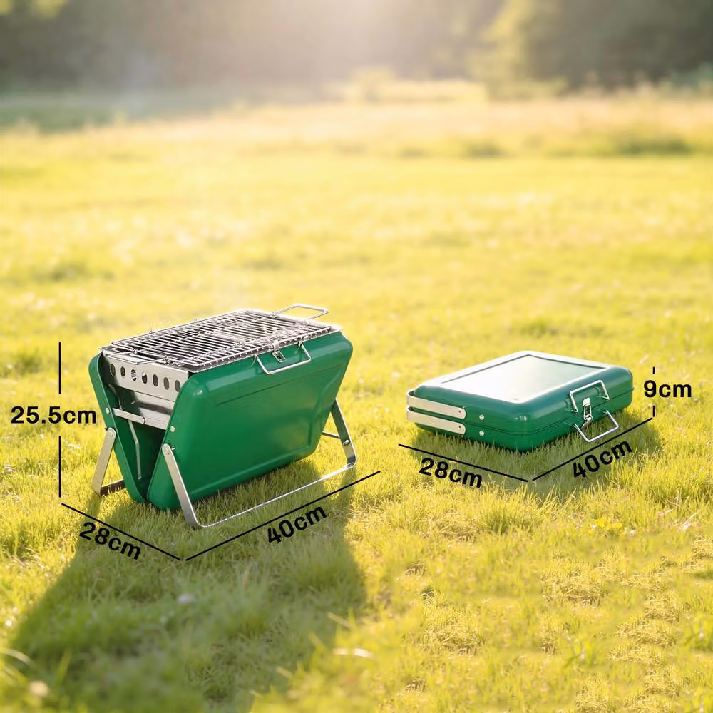 OUTSUNNY Portable Tabletop Charcoal BBQ Grill in Green, W/D/H: 40 x 40 x 25.5 cm – 3
