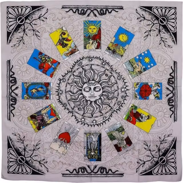 KDMD Tree of Life Tarot Cloth Multicolour Polyester Reading Mat W/D/H: 75 x 75 x 1 cm – 1