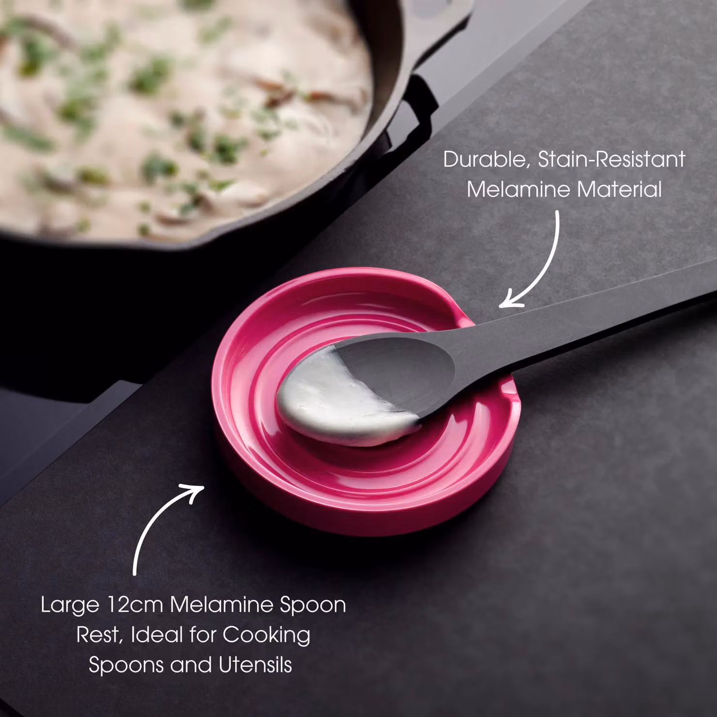 Zeal Melamine Circular Spoon Rest in Pink, Diameter: 12 cm – 2