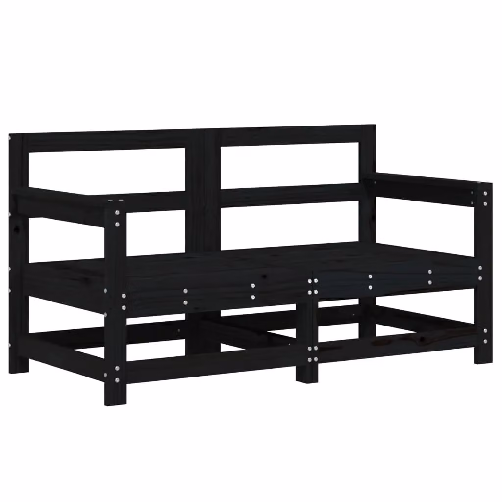 Berkfield Home 2-Piece Rustic Black Solid Wood Pine Garden Corner Sofa Set – 2