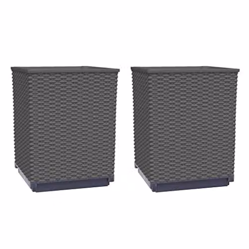 vidaXL 2-piece Black Polypropylene Planter Tub Set, W/D/H: 30 x 30 x 37 cm – 1
