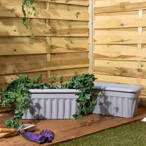 Wham Vista Rectangular Plastic Garden Planter Trough in Grey W/D/H: 60 x 25 x 24 cm – 3