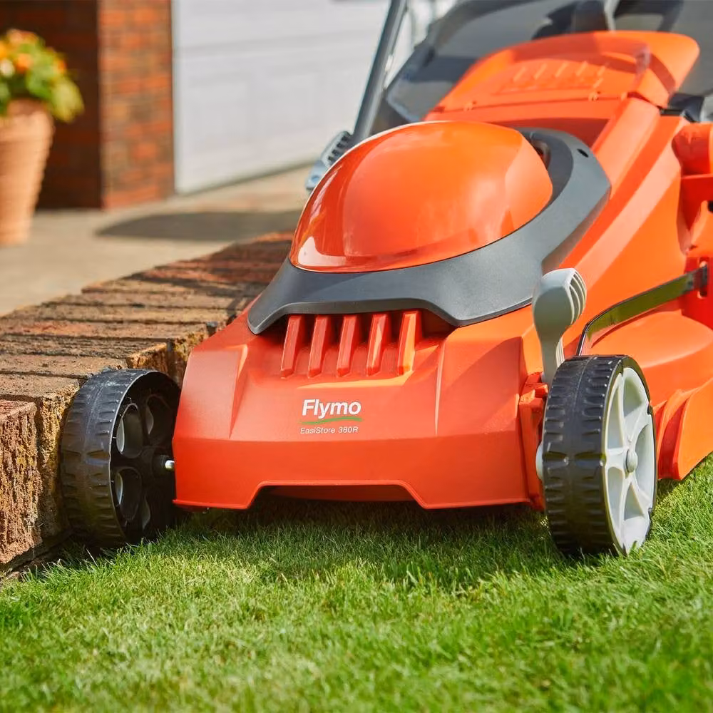 Flymo Electric Mains Lawn Mower in Orange and Grey with 38cm Cutting Width and Collection Bag – 5