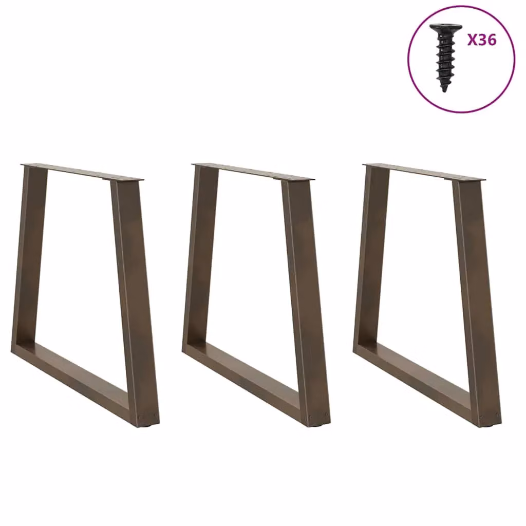 Berkfield Home V-Shape Dining Table Legs, 3 Piece Set, Brown Steel, H: 70 x 72-73.3 cm – 2