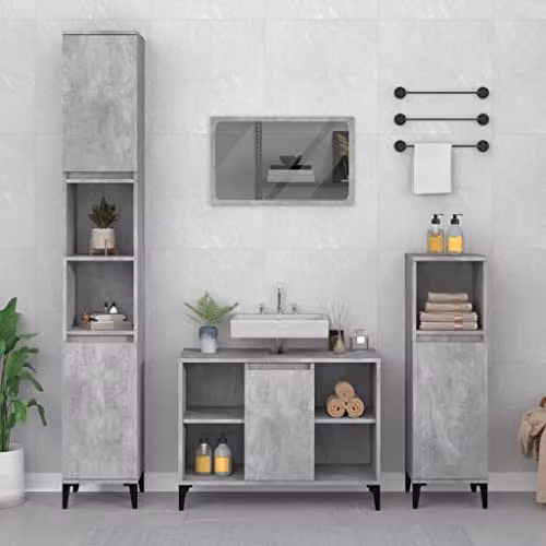 vidaXL Modern Freestanding Bathroom Sink Cabinet in Grey, W/D/H: 80 x 33 x 60 cm – 2