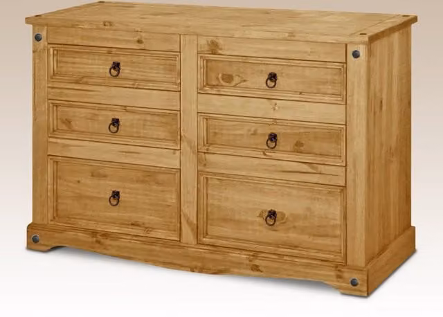 Core Products Corona 3+3 Drawer Wide Chest of Drawers in Antique Brown Waxed Pine – 2