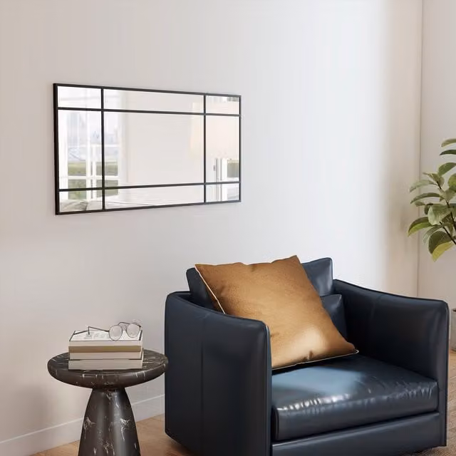 HOMCOM Modern Rectangular Glass Wall Mirror in Black and Gold