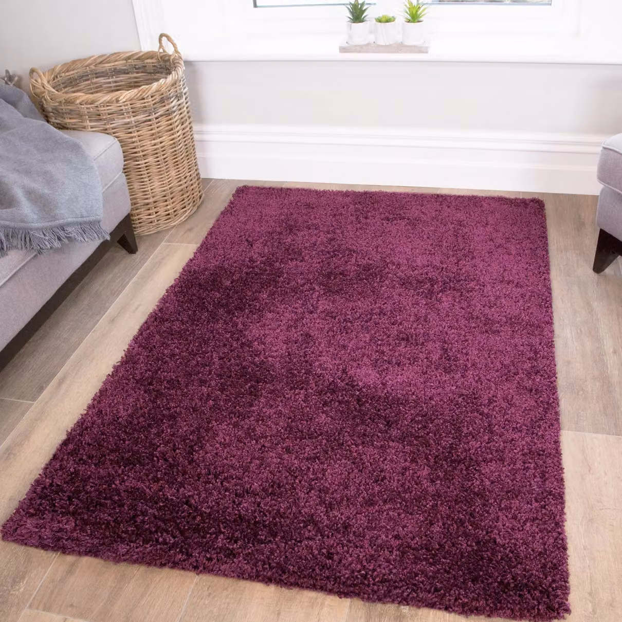 Kukoon Modern Rectangular Plain Rug in Purple, W/D: 180 x 270 cm – 2
