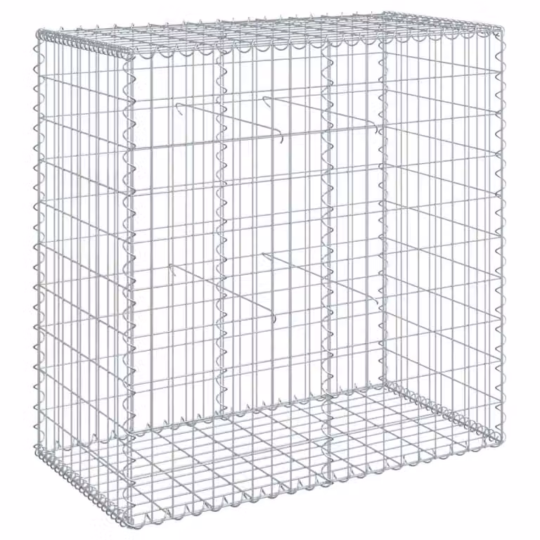 Berkfield Home Silver Galvanised Steel Gabion Basket Planter with Cover, W/D/H: 100 x 50 x 100 cm