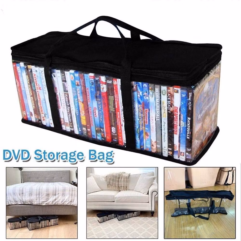 Havendro 2-Piece Black Transparent Fabric DVD and CD Zip Storage Bags – 4