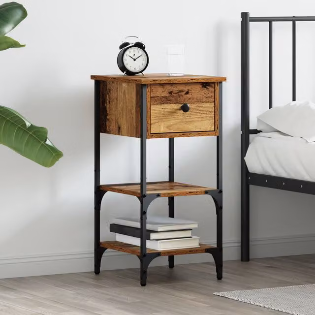 Berkfield Home Bedside Cabinet in Brown Old Wood, W/D/H: 34 x 36 x 70 cm – 1