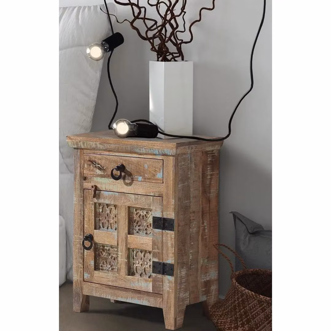 Jaipur Furniture Ltd Arrival Right Bedside Table in Brown Mango Wood, W: 51 cm, D: 33 cm, H: 71 cm – 2