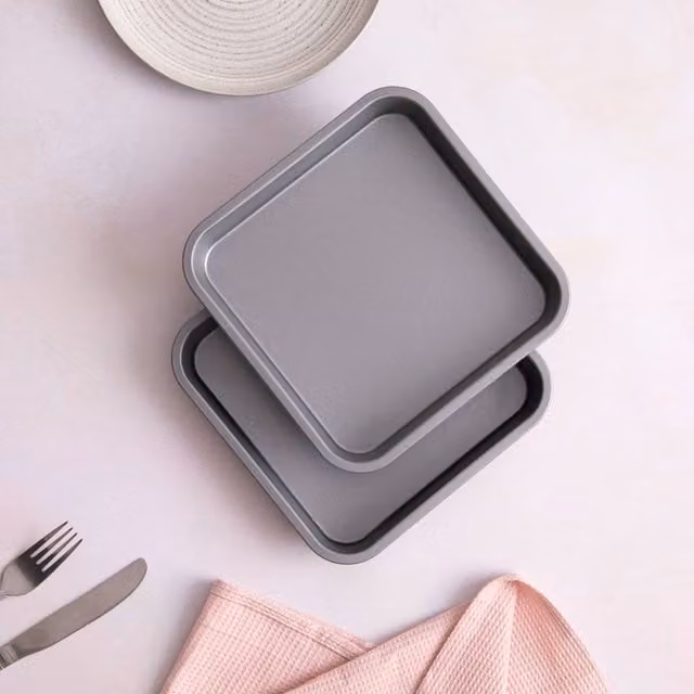 Betterware Essentials Non-Stick Carbon Steel Brownie Tins, Silver, 2 x 20 cm – 1