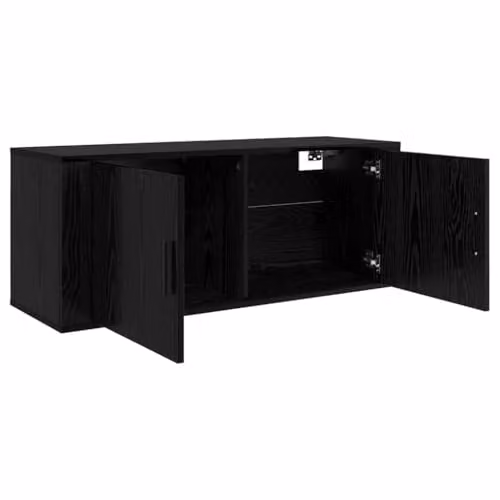 vidaXL 3-Piece Modern Wall-Mounted TV Cabinet Set in Black Oak MDF – 2
