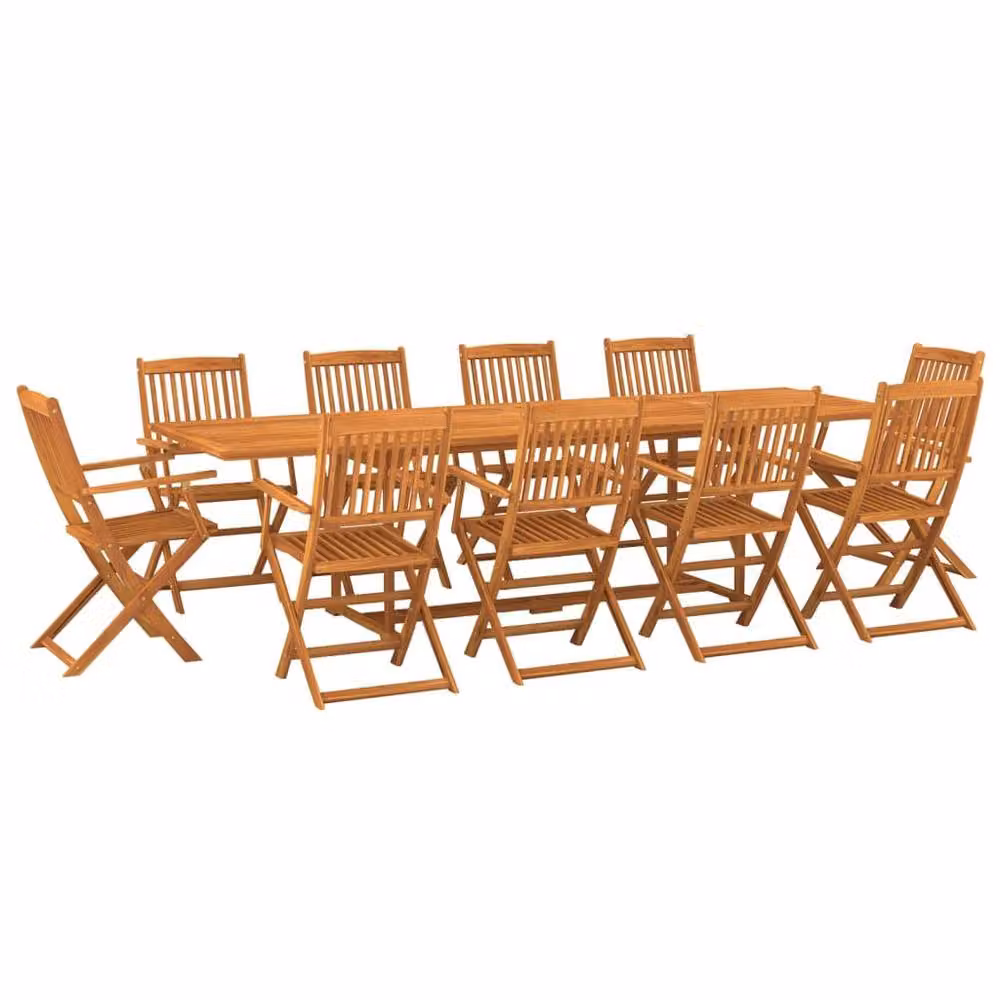 Berkfield Home 11 Piece Garden Dining Set in Brown Oiled Solid Acacia Wood – 2