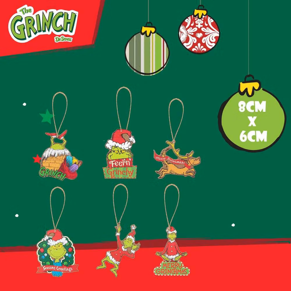 VFM e-Store Grinch 3D Christmas Tree Hanging Decoration, Multicolour, Pack of 6 – 2