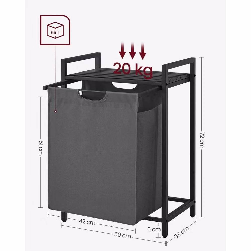 Kelvenix Grey Pull-Out Laundry Hamper with Removable Bag – 2