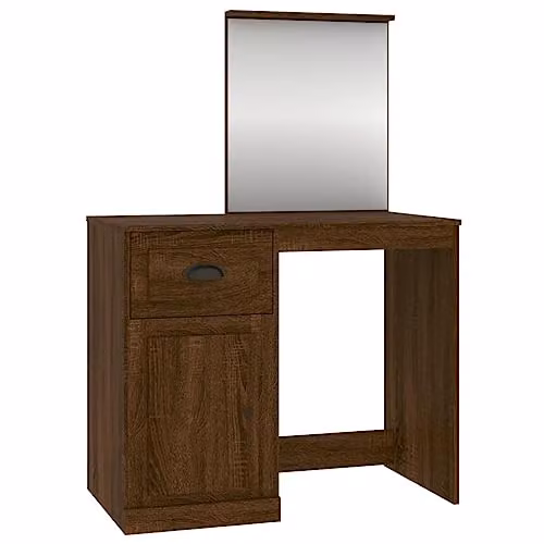 vidaXL Modern Dressing Table with Mirror in Brown, W/D/H: 90 x 50 x 132.5 cm – 1