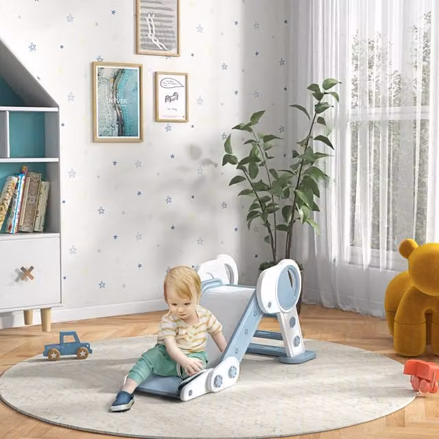 AIYAPLAY Foldable Freestanding Kids Slide in Grey for Ages 1.5-3 Years