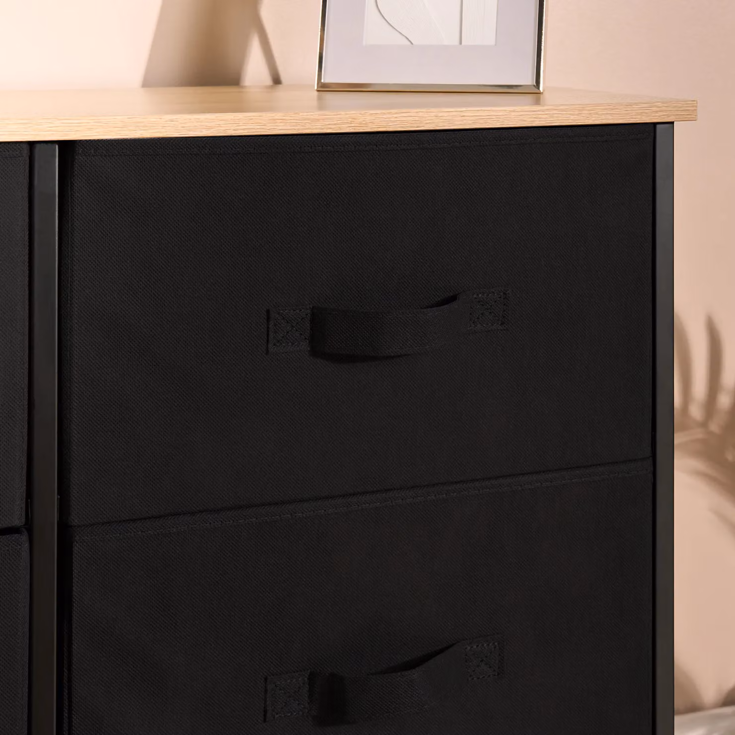 OHS Brooklyn 6-Drawer Fabric Chest Organiser Storage in Black – 2